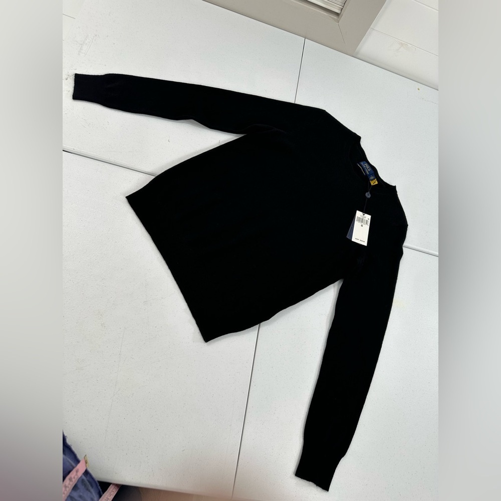 Polo Ralph Lauren Washable Cashmere Crewneck Sweater Black Preppy Old Money M - Picture 9 of 15